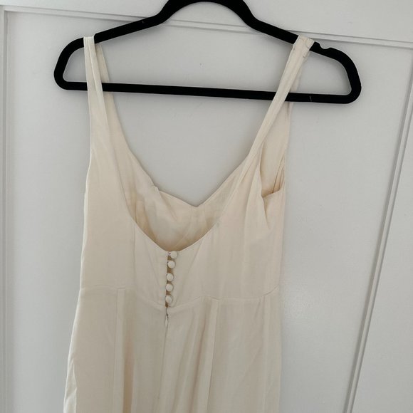Reformation Lecce Maxi Crepe Dress Sz 4 Ivory Scoop Neck Full Skirt w/ Train - Picture 11 of 15